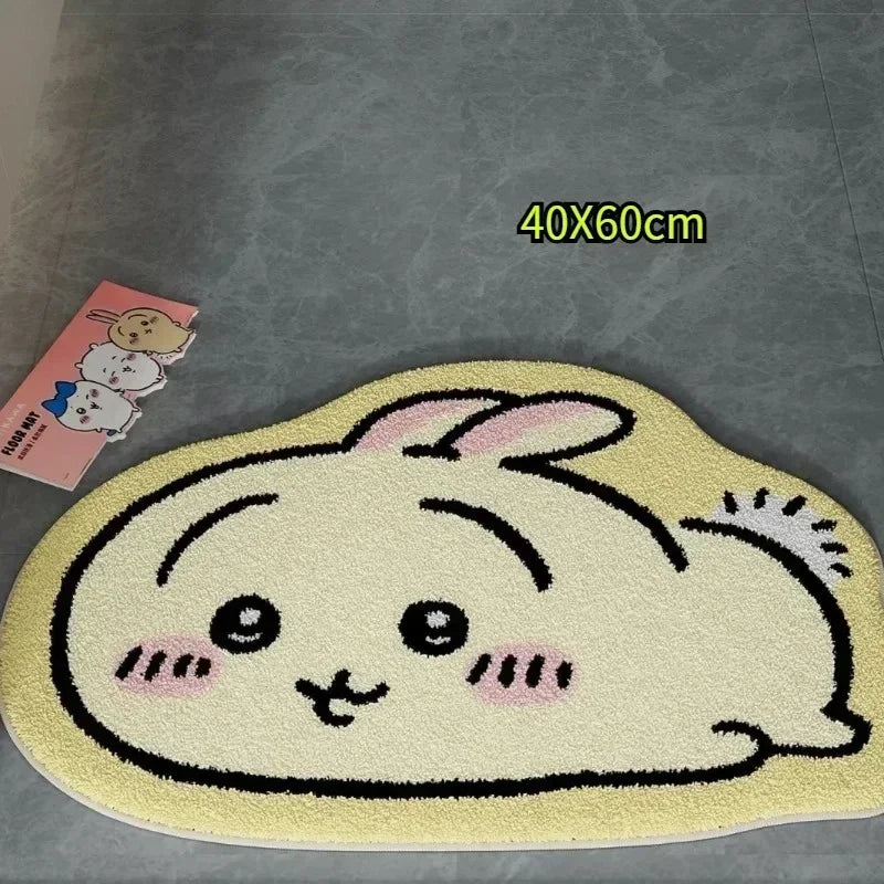 Chiikawa Cartoon Irregular Floor Mat Soft Plush Non-Slip Absorbent Doormat Character Rug for Bedroom Bathroom Entranc Home Decor