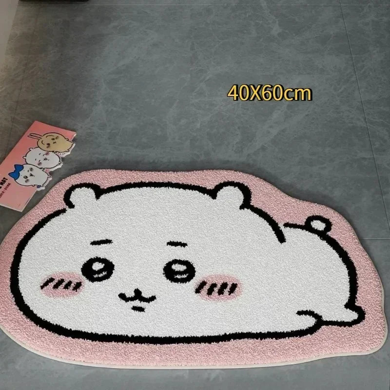 Chiikawa Cartoon Irregular Floor Mat Soft Plush Non-Slip Absorbent Doormat Character Rug for Bedroom Bathroom Entranc Home Decor