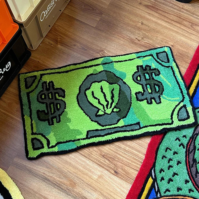 VIKAMA Coin Pattern Carpet Spongebob Bedroom Living Room Side Rug Entry Door Mat Non Wrinkle Anti-Slip Home Decoration