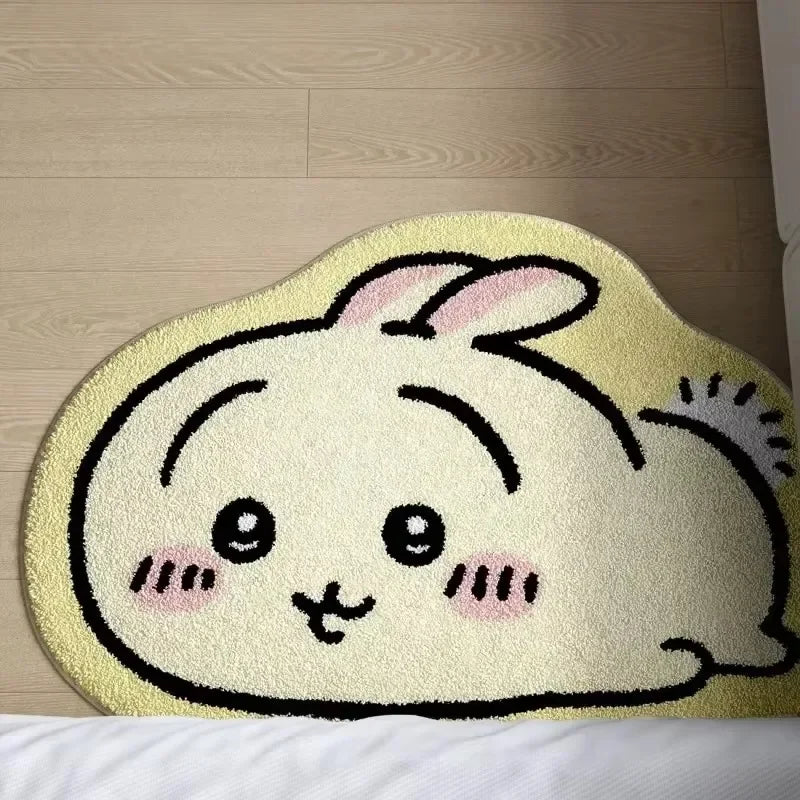 Chiikawa Cartoon Irregular Floor Mat Soft Plush Non-Slip Absorbent Doormat Character Rug for Bedroom Bathroom Entranc Home Decor